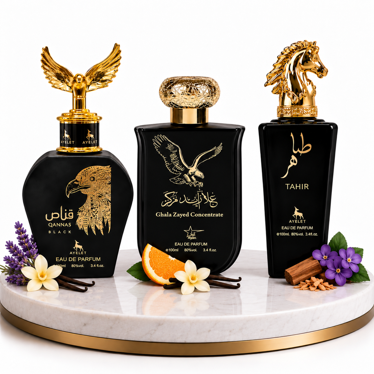 Комплект от 3 мъжки ориенталски парфюма 100ML - Ghala Zayed + Qannas Black + Tahir