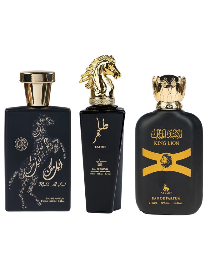 Комплект от 3 мъжки ориенталски парфюма - Malik al Lail + Tahir + King Lion 