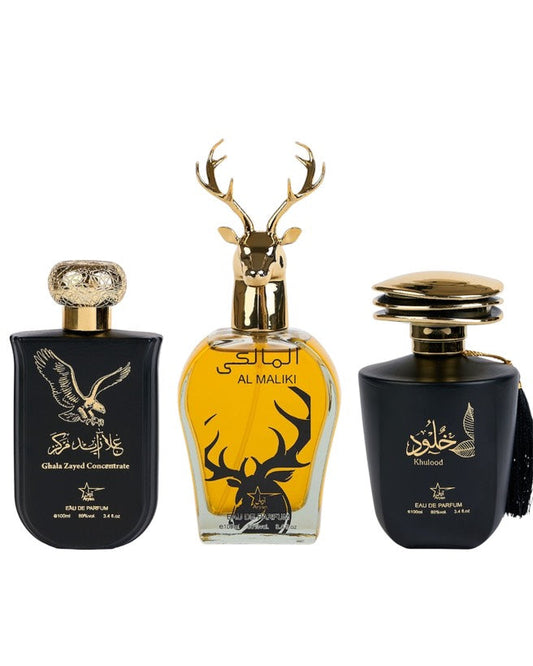 Комплект от 3 мъжки ориенталски парфюма - Ghala Zayed Concentrate + Al Maliki + Khulood 