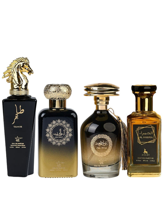 Комплект от 4 мъжки ориенталски парфюма - Tahir + Ahla Waqt + Ibda al Oud + Al Hamra 