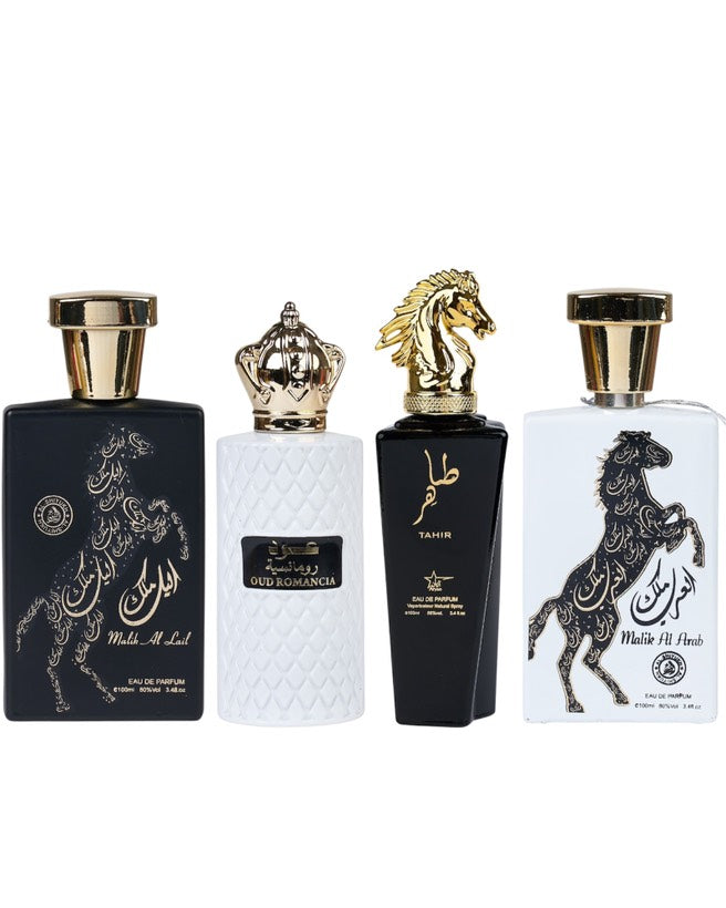 Комплект от 4 мъжки ориенталски парфюма - Malik al Lail + Oud Romancia + Tahir + Malik al Arab 