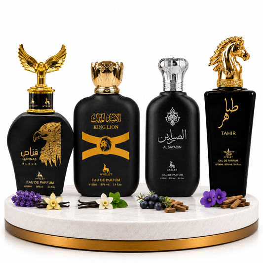 Комплект от 4 арабски мъжки парфюма 100ML - Tahir + King Lion + Qannas Black + Al Sayadin