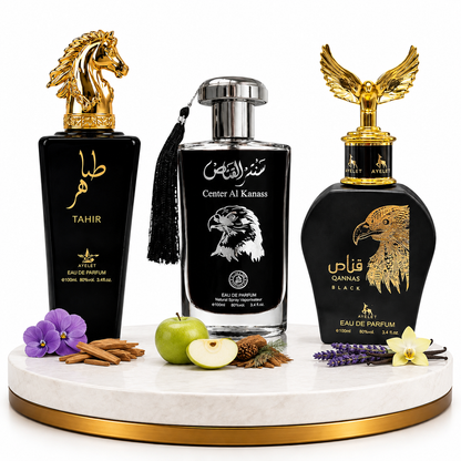 Комплект от 3 мъжки ориенталски парфюма 100ML - Center Al Kanass + Tahir + Qannas Black