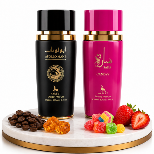 Комплект от 2 ориенталски парфюма (1х Мъжки + 1х Дамски) – 100 ml - Apollo Black + Sara Candy