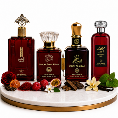 Комплект от 4 арабски дамски парфюма 100ML - Al Khaleej + Sama Al Emarat + Lailat Al Ahlam + Mousuff Red