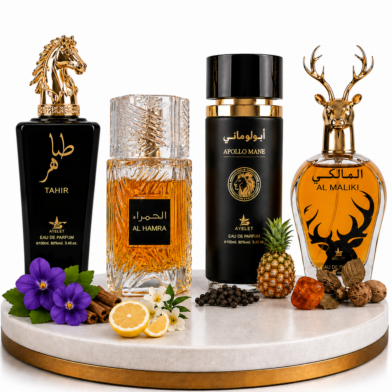 Комплект от 4 арабски мъжки парфюма 100ML - Tahir + Al Hamra + Apollo Mane + Al Maliki