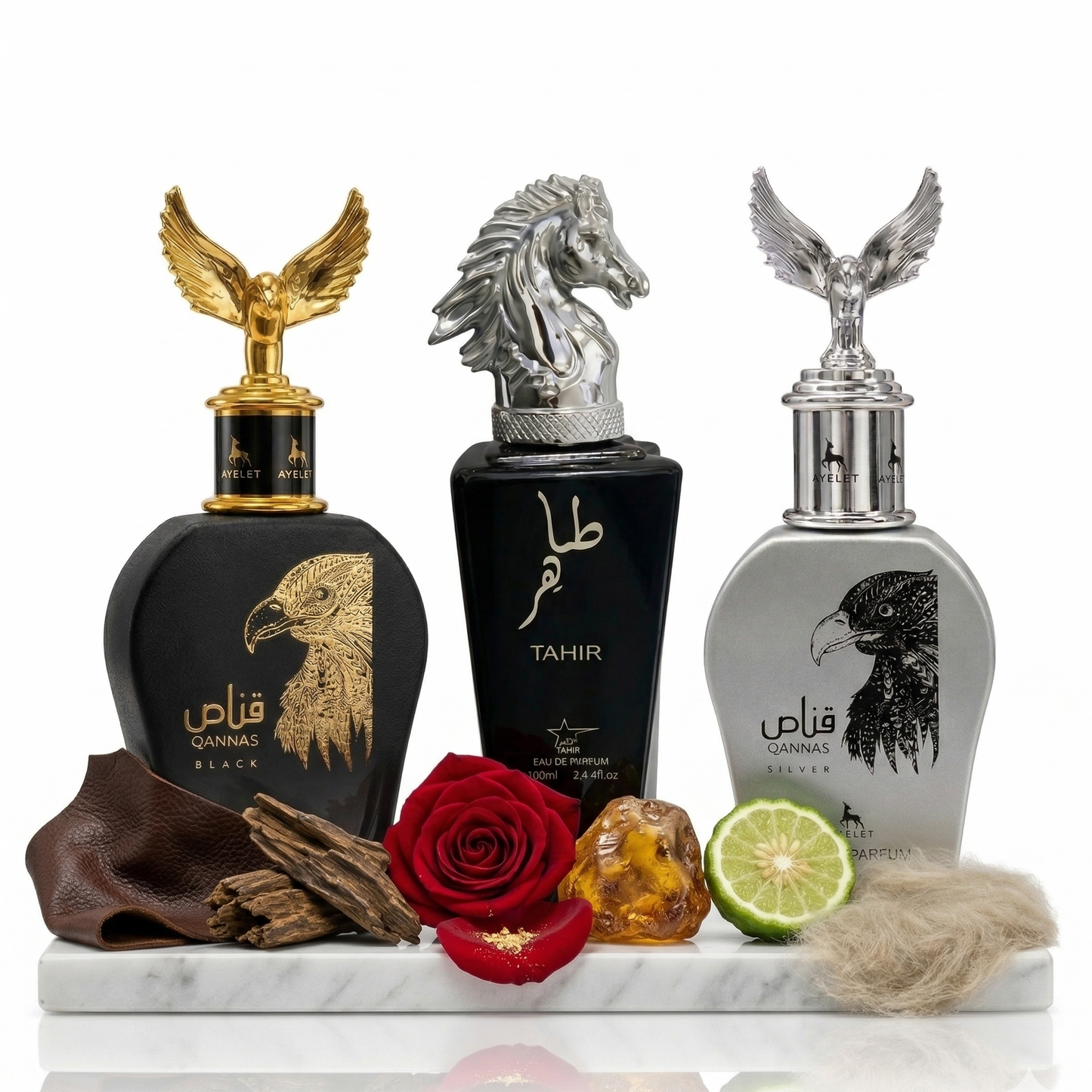Комплект от 3 мъжки ориенталски парфюма, 100ML - Qannas Black + Tahir + Qannas Silver