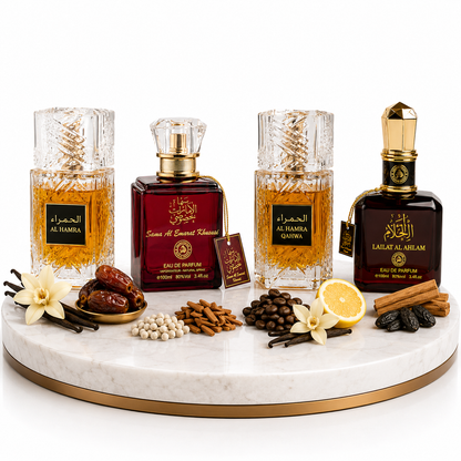 Комплект от 4 арабски дамски парфюма 100ML - Al Hamra Royal + Sama Al Emarat Khususi + Al Hamra Royal + Lailat Al Ahlam