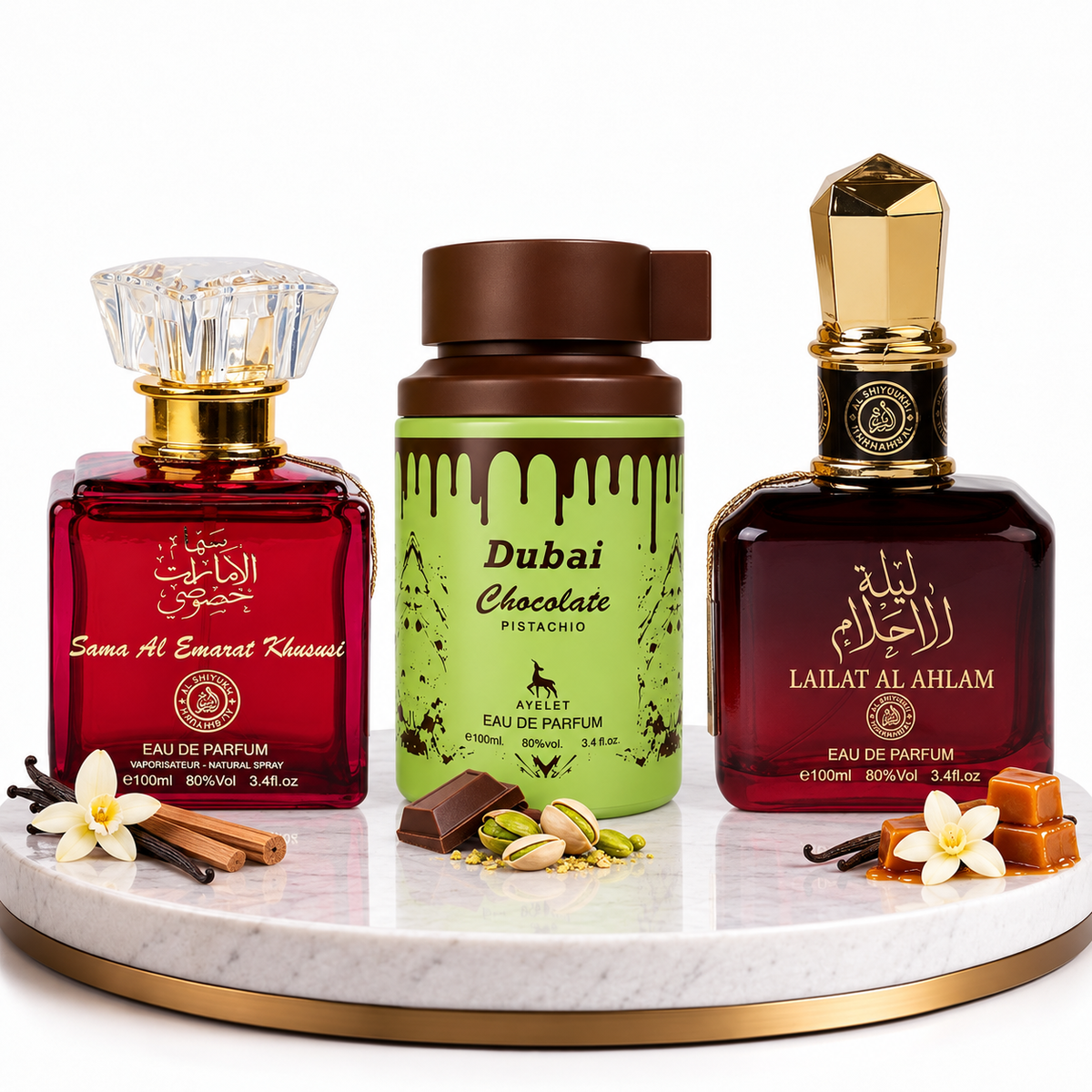 Комплект от 3 дамски ориенталски парфюма - Lailat + Dubai Chocolate + Sama Al Emarat