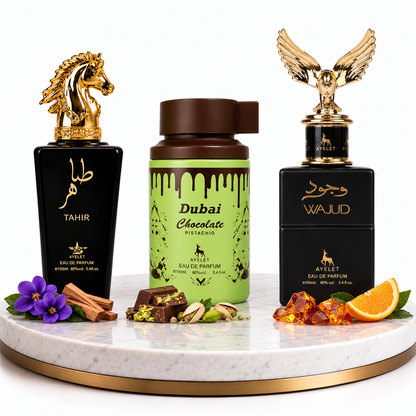 Комплект от 3 мъжки ориенталски парфюма 100ML - Wajud + Tahir +Dubai Chocolate