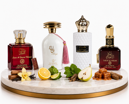 Комплект от 4 арабски дамски парфюма 100ML - Sama Al Emarat Khususi + Aliya + Oud Romancia + Lailat Al Ahlam