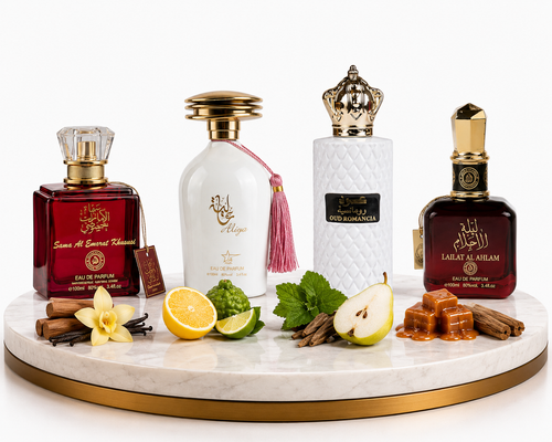 Комплект от 4 арабски дамски парфюма 100ML - Sama Al Emarat Khususi + Aliya + Oud Romancia + Lailat Al Ahlam