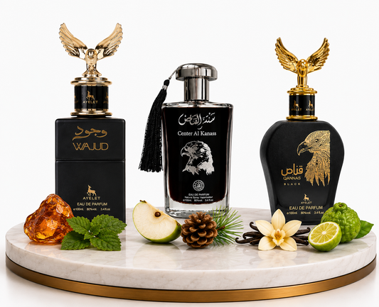 Комплект от 3 мъжки ориенталски парфюма 100ML - Wajud + Center Al Kanass Silver + Qannas Black
