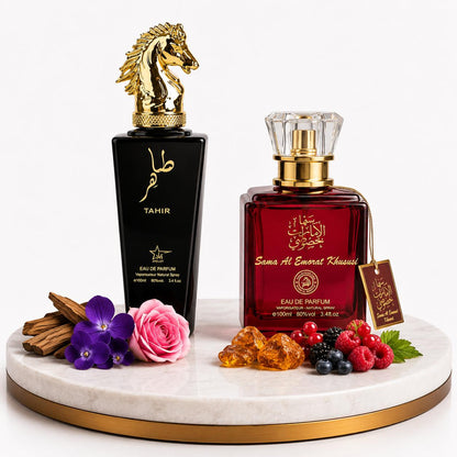 Комплект от 2 ориенталски парфюма (1х Мъжки + 1х Дамски) – 100 ml - Tahir + Sama Al Emarat Khususi