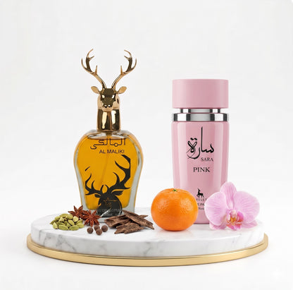 Комплект от 2 ориенталски парфюма (1х Мъжки + 1х Дамски) – 100 ml - Maliki + Sara Pink