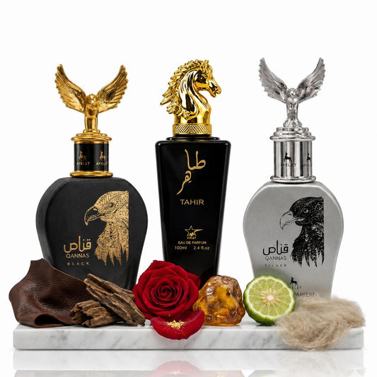 Комплект от 3 мъжки ориенталски парфюма, 100ML - Qannas Black + Tahir + Qannas Silver