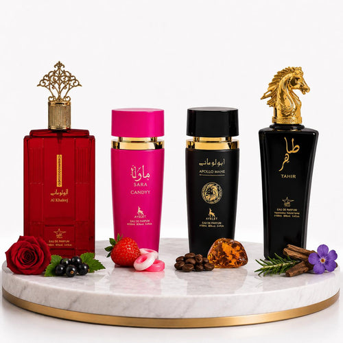 Комплект от 4 арабски парфюма (2х Мъжки + 2х Дамски) 100ML  -   Al Khaleej + Sara Candy + Apollo Black + Tahir