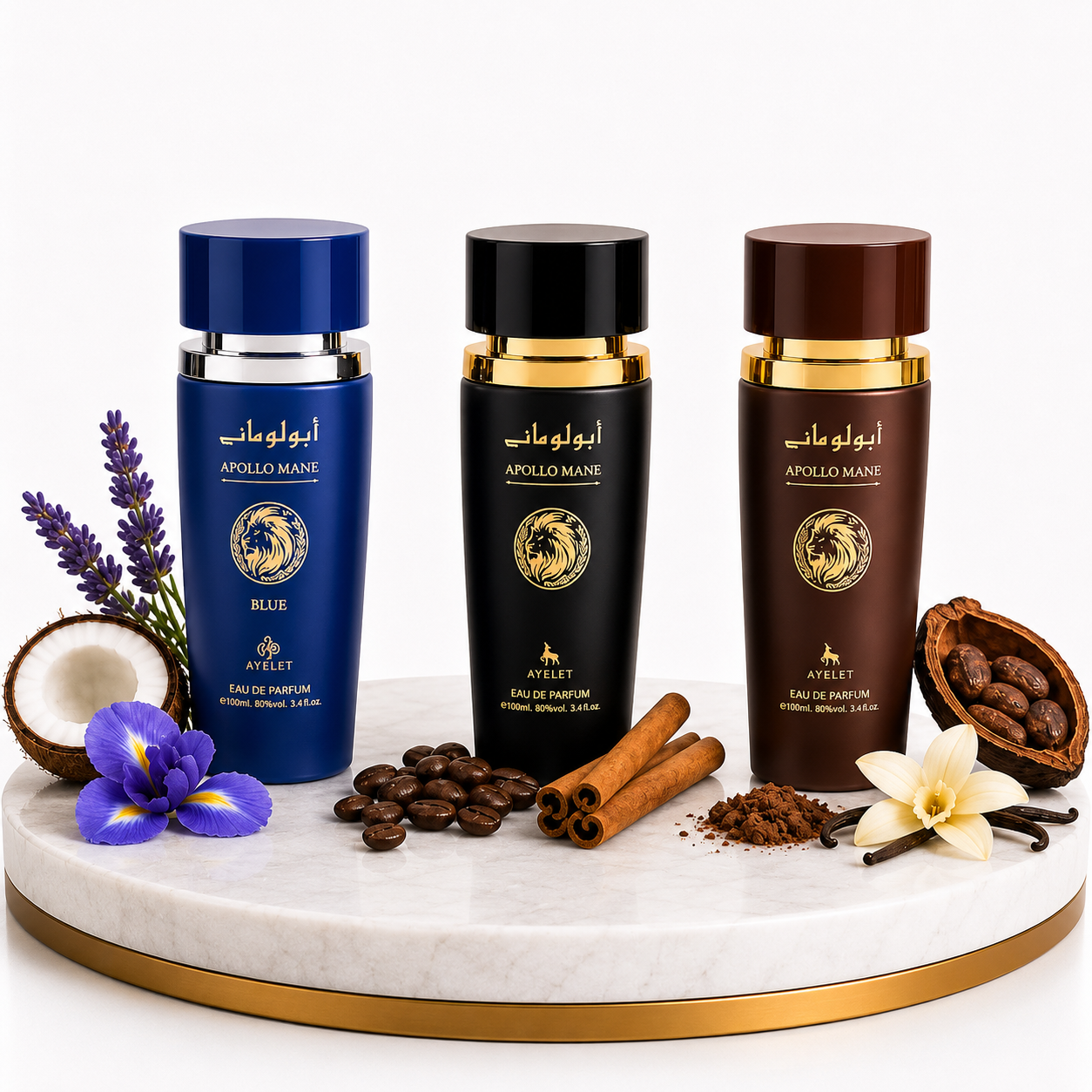 Комплект от 3 мъжки ориенталски парфюма 100ML - Apollo Black + Apollo Blue + Apollo Brown
