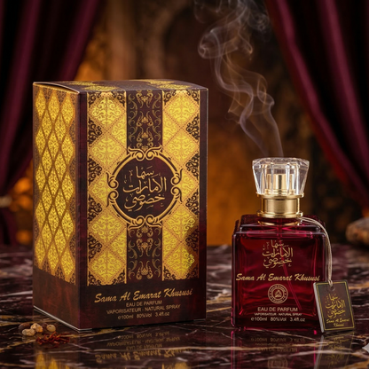 Комплект от 4 арабски парфюма (2х Мъжки + 2х Дамски) 100ML - Mousuff Brown + Raghba Gold + Sama Al Emarat Khususi + Mousuff Red
