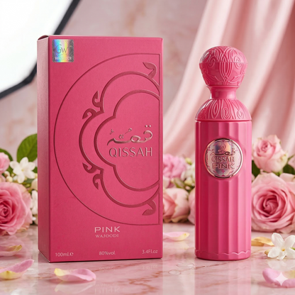 Комплект от 4 арабски парфюма (2х Мъжки + 2х Дамски) 100ML - Qissah Pink + Apollo Mane + Qissah Grey + Sara Candy