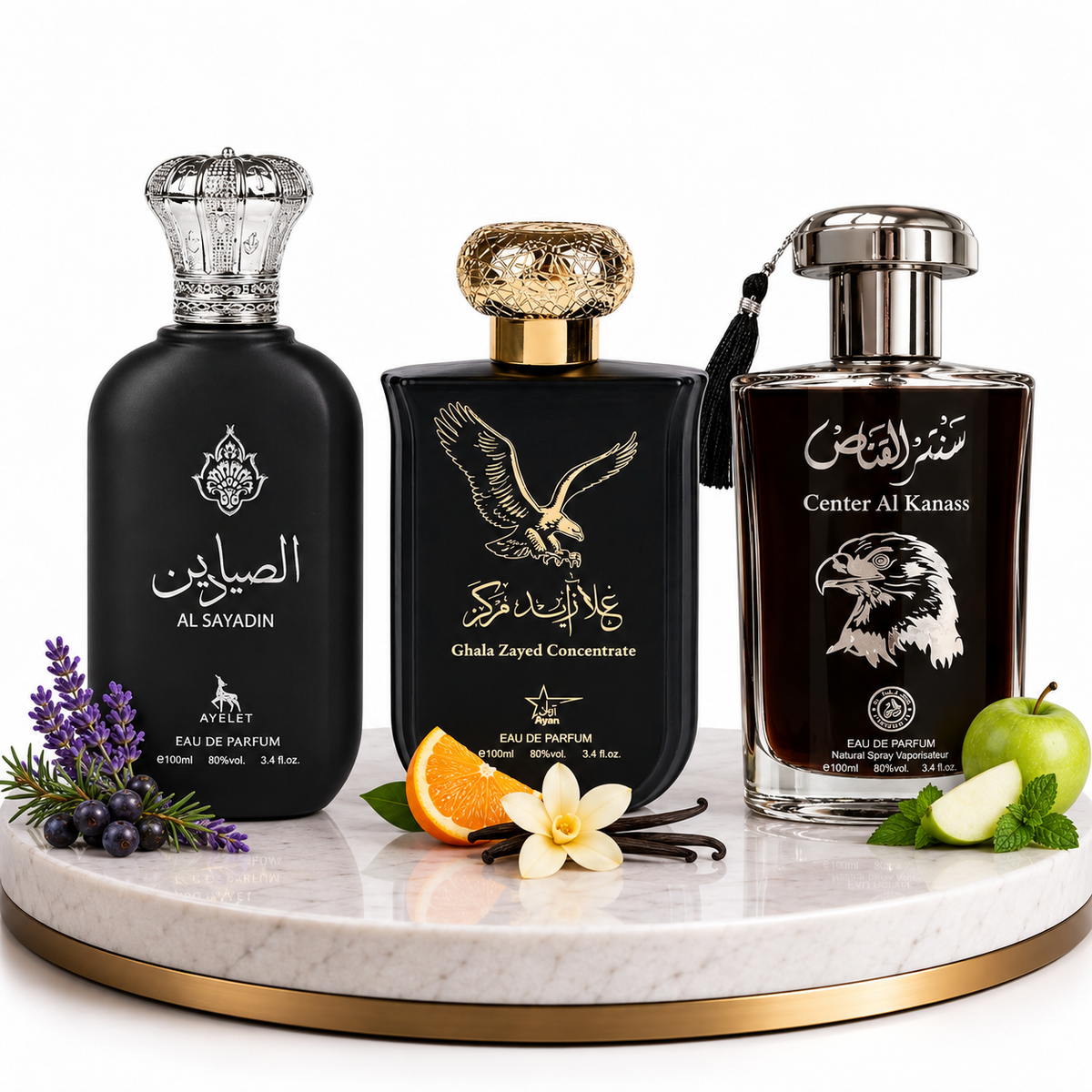 Комплект от 3 мъжки ориенталски парфюма 100ML - Ghala Zayed + Al Sayadin + Center Al Kanass Silver