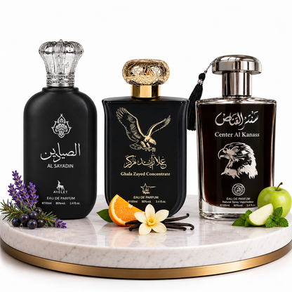 Комплект от 3 мъжки ориенталски парфюма 100ML - Ghala Zayed + Al Sayadin + Center Al Kanass Silver